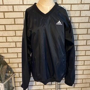 Adidas Men's Black Windbreaker with White Accents